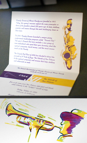 inside jazz invitation design and illustration